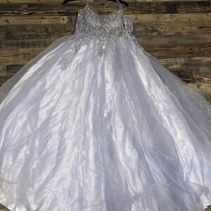 Stunning purple and Silver lace fairytale Prom Dress